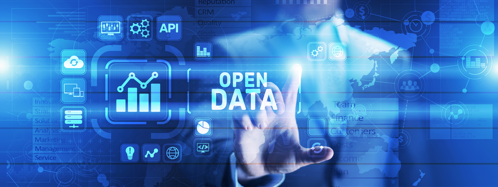 Open data database integration api internet technology concept.