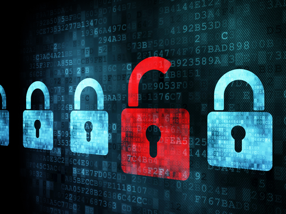 Security concept: Lock on digital screen